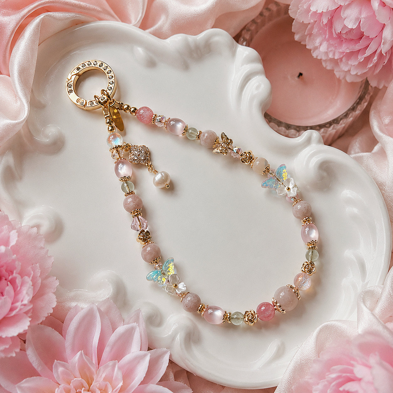 ALTHEA in Pink Lepidolite, Green Fluorite & Freshwater Pearl