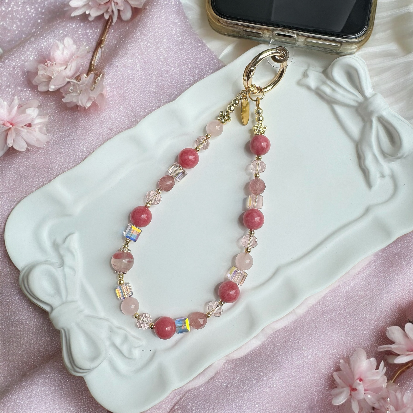 Sakura Harmony in Rhodonite, Sakura Rhodonite, Rose & Strawberry Quartz