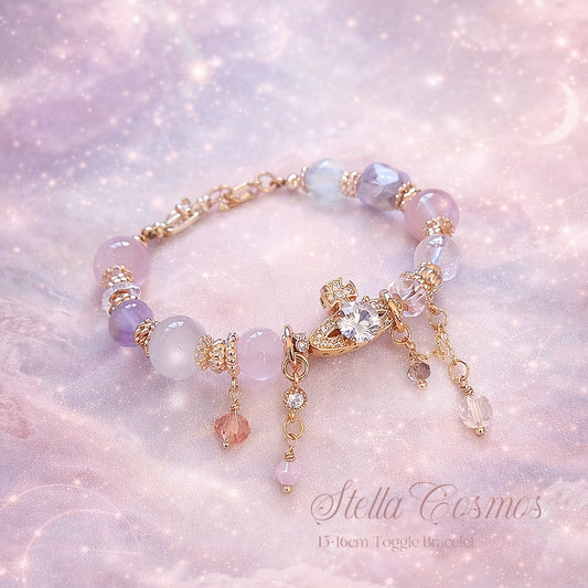 [WS:15-15.5cm] Stella Cosmos in White Moonstone, Rose Quartz, Clear Quartz,  Lavender Amethyst, White Rabbit Rutile Quartz, Opal