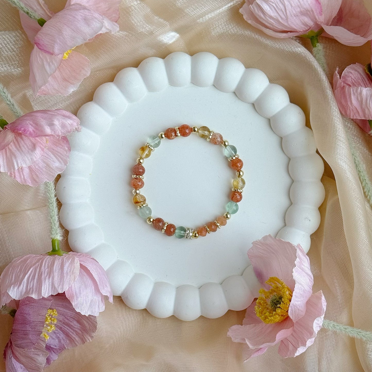 EVA in Arusha Sunstone, Sunstone, Green Fluorite & Citrine [WS:15cm]