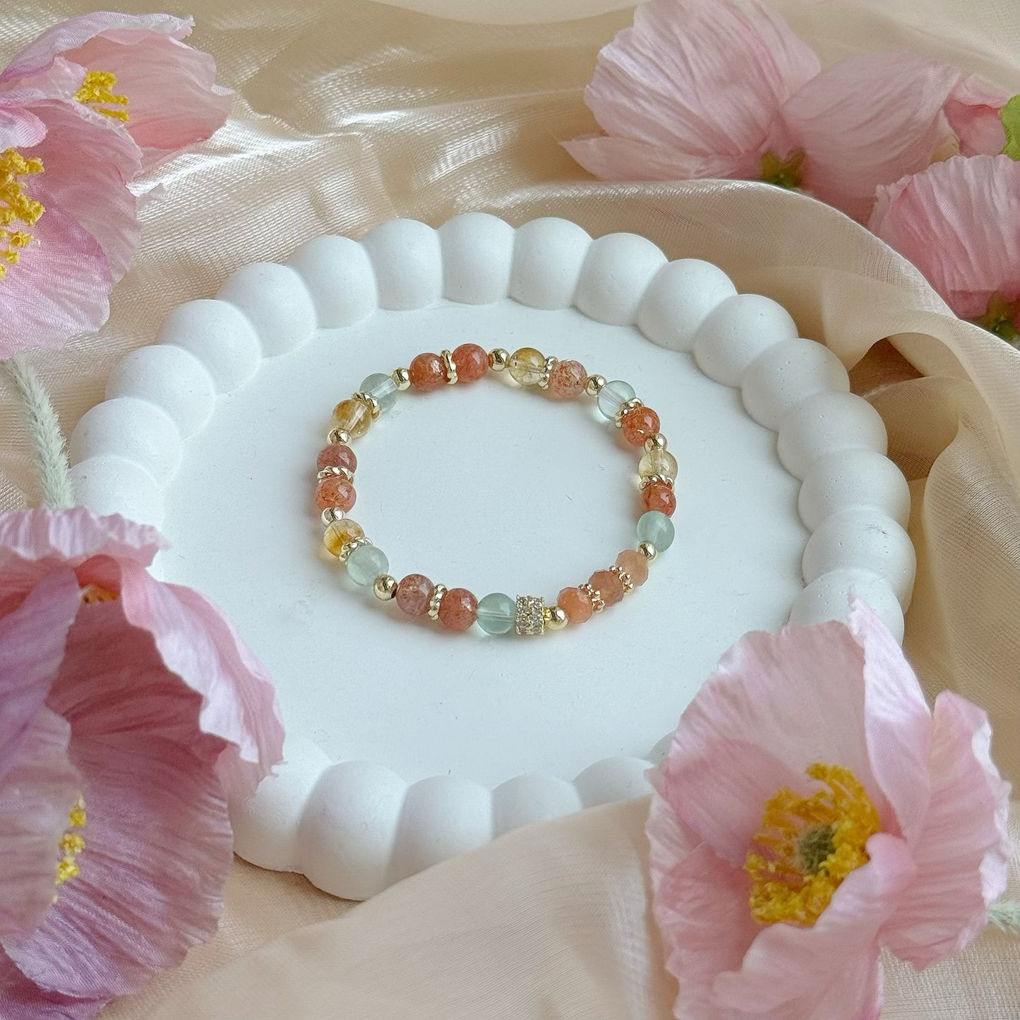 EVA in Arusha Sunstone, Sunstone, Green Fluorite & Citrine [WS:15cm]
