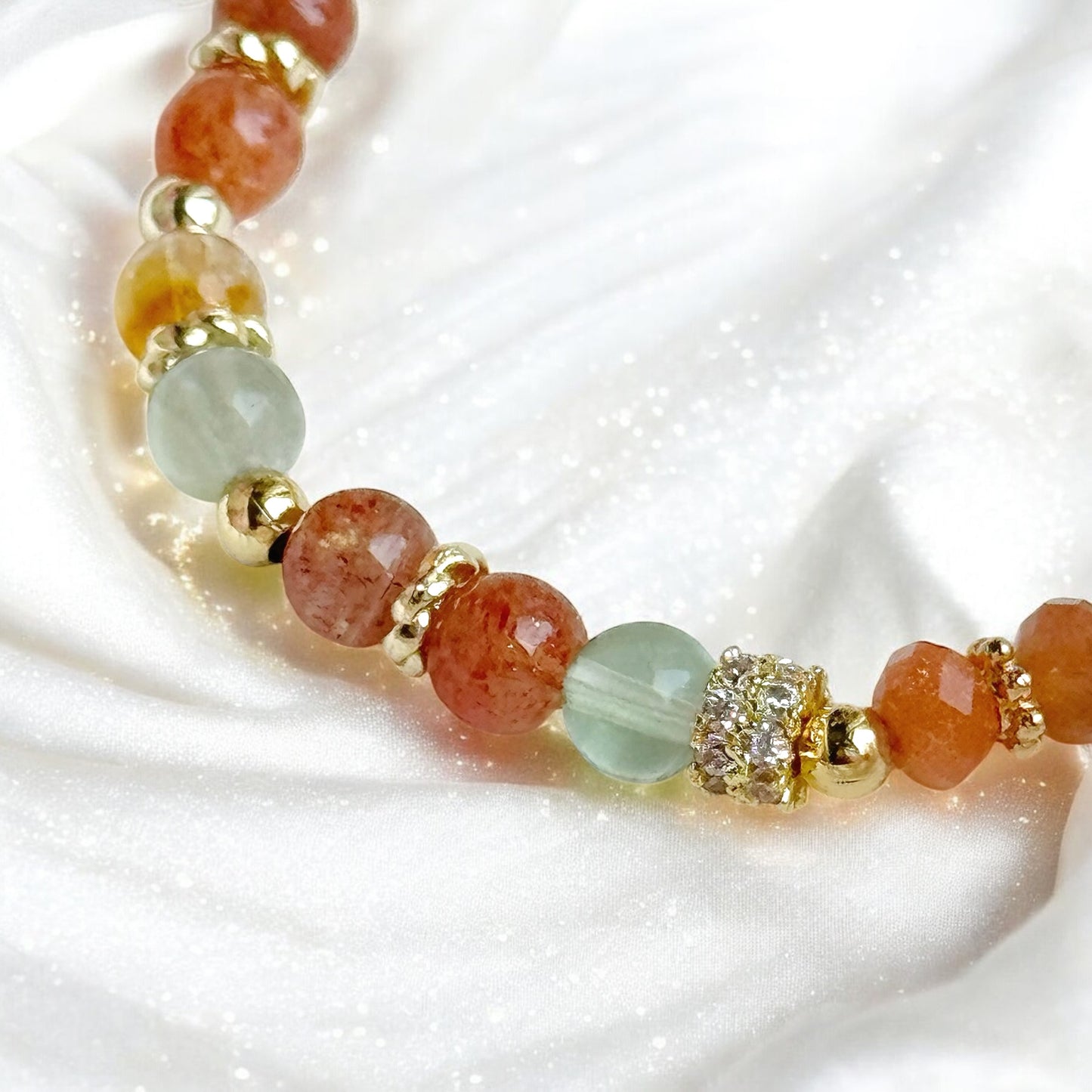 EVA in Arusha Sunstone, Sunstone, Green Fluorite & Citrine [WS:15cm]