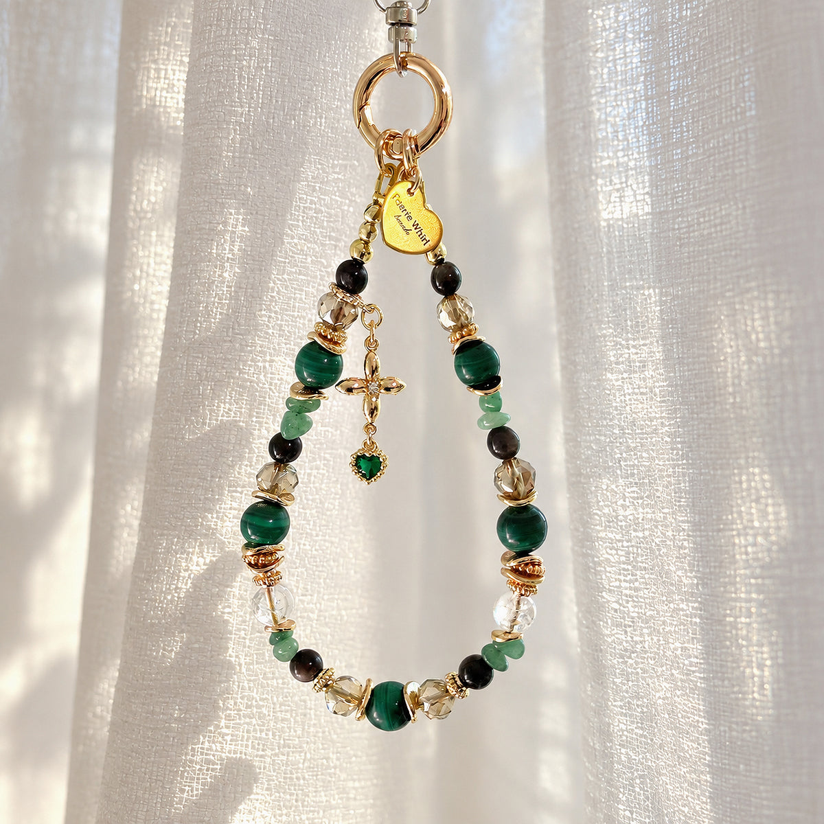 [Mini: 13cm] EMERALD in Malachite, Green Aventurine & Sliver Obsidian