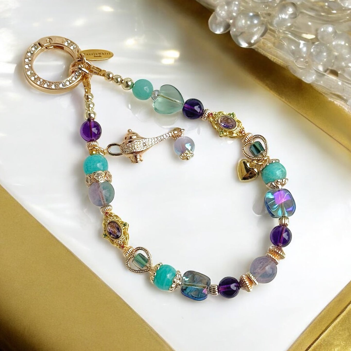 Agrabah Dreams in Amazonite, Uruguay Amethyst and Purple Green Fluorite