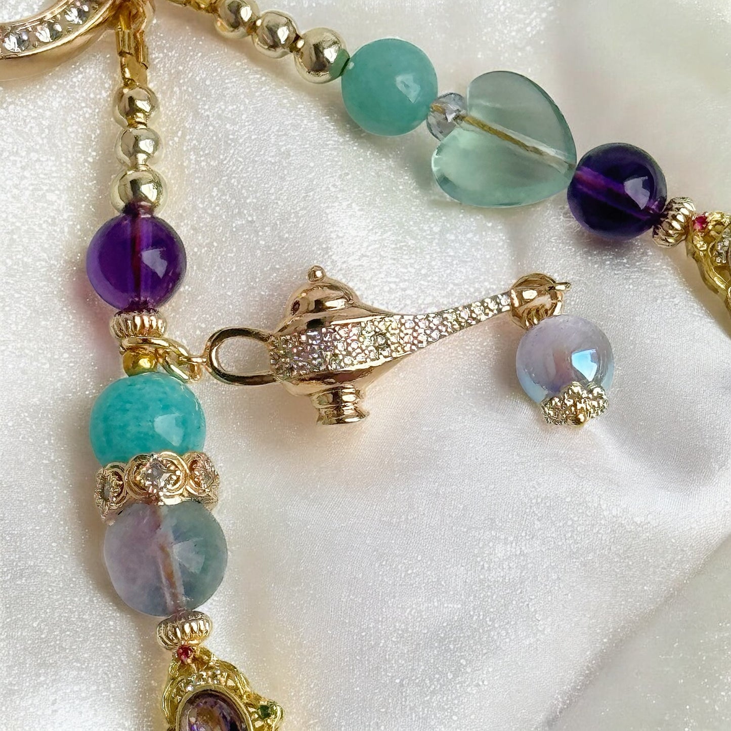 Agrabah Dreams in Amazonite, Uruguay Amethyst and Purple Green Fluorite
