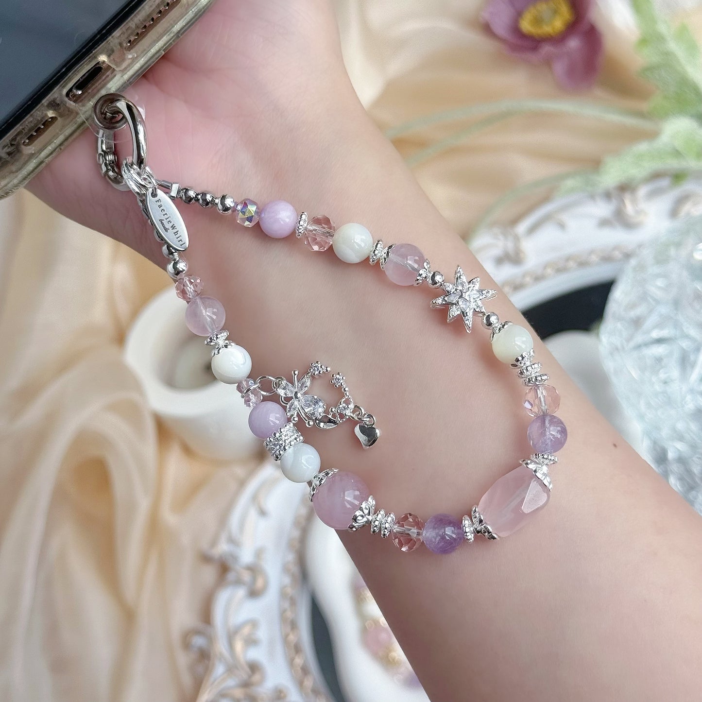 [Mini: 12.5cm] ELYSIA in Rose Quartz, Kunzite, Lavender Amethyst & White Trochus
