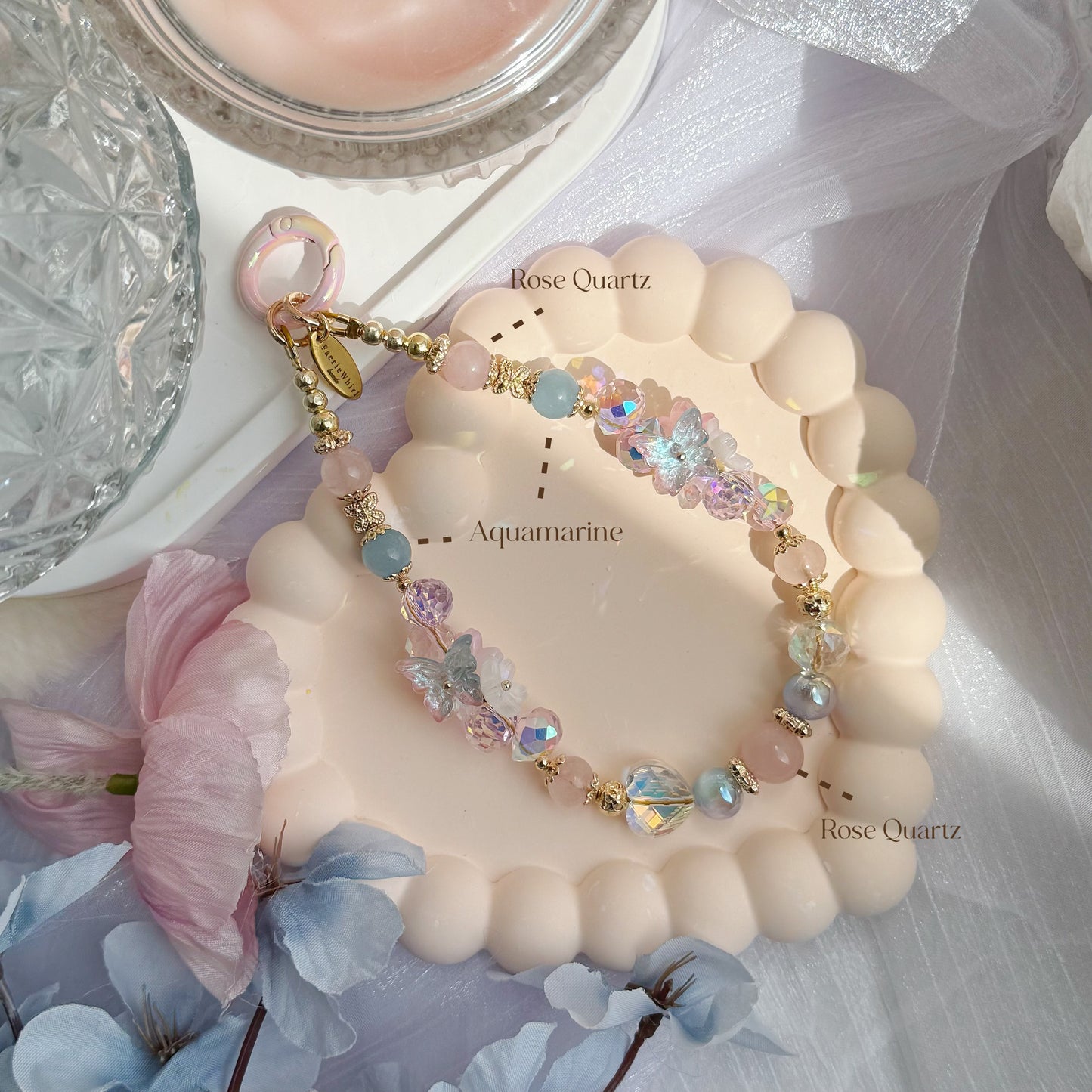 [Mini: 13cm] SOFT BLOOM in Aquamarine & Rose Quartz