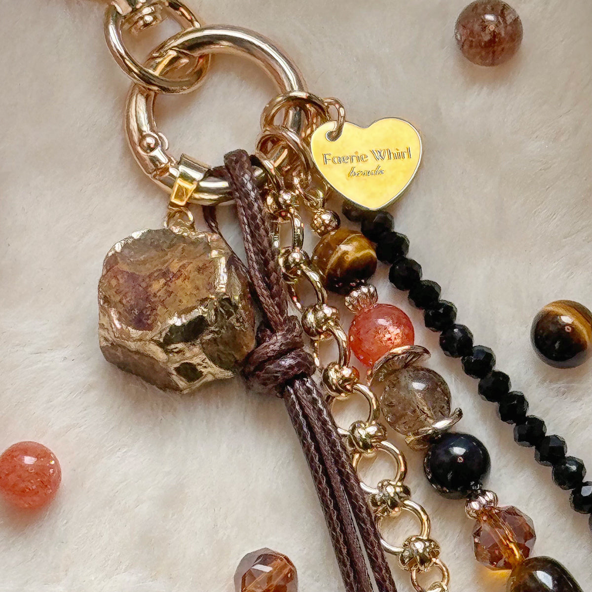 GOLDEN HOUR in Yellow / Blue Tiger's Eye, Golden Sunstone, Black-Gold Super Seven, Pyrite